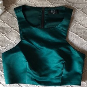 Nasty Gal Teal Satin Crop Top